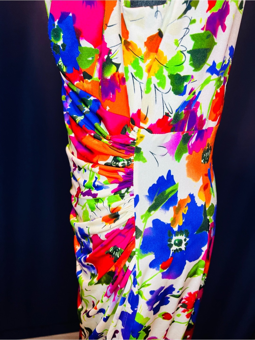 Lauren Ralph Lauren Floral Scoop Neck Dress - White, Blue, Green, Pink, Orange - Picture 4 of 9